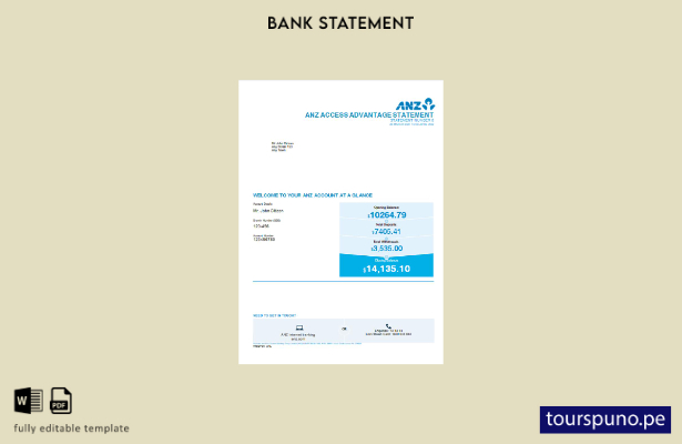 lista para imprimir plantilla de versión de extracto bancario de Australia ANZ